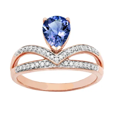 Tanzanite Ring With Diamond Accents 14K Rose Gold