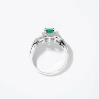 Emerald Ring With Diamond Accents 10K White Gold