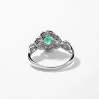 Emerald Ring With Diamond Accents 10K White Gold