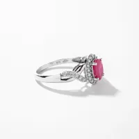Ruby Ring with Diamond Accents 10K White Gold