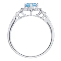 Round Blue Topaz and Diamond Ring 14K White Gold (0.09ct tw)