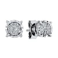 Diamond Cluster Stud Earrings in 10K White Gold (0.16 ct tw)