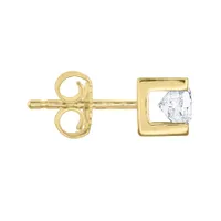 Solitaire Canadian Diamond Stud Earrings in 14K Yellow Gold ( ct t