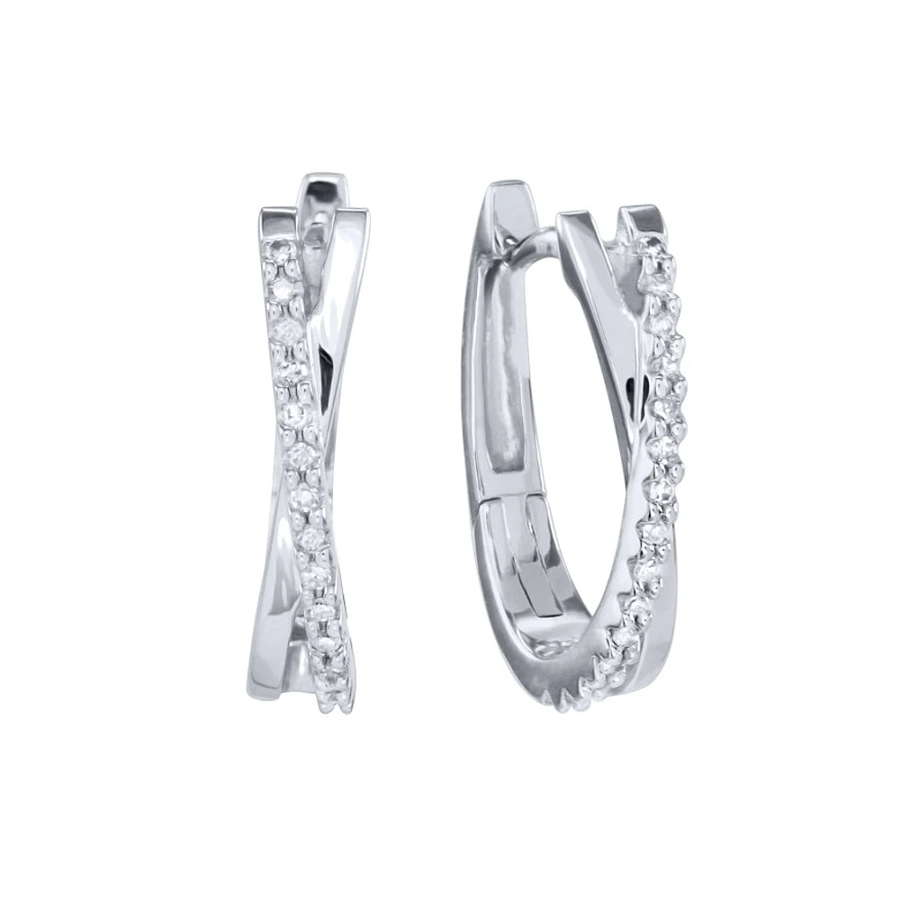 Diamond Hoop Earrings in 10K White Gold ( ct tw