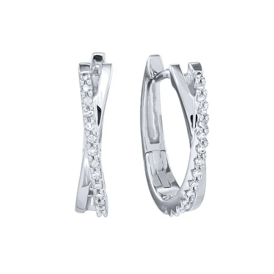 Diamond Hoop Earrings in 10K White Gold ( ct tw