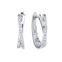 Diamond Hoop Earrings in 10K White Gold ( ct tw