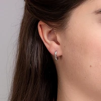 Diamond Hoop Earrings in 10K White Gold ( ct tw