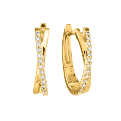 Diamond Hoop Earrings in 10K Gold (0.10 ct tw