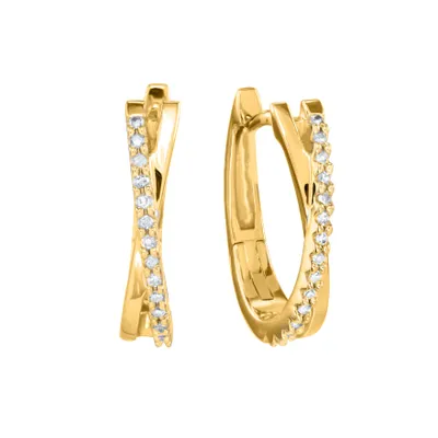 Diamond Hoop Earrings in 10K Gold ( ct tw