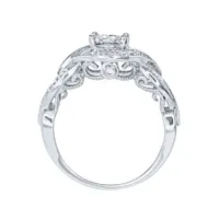 10K White Gold Diamond Cluster Ring ( 0.79 ct tw)