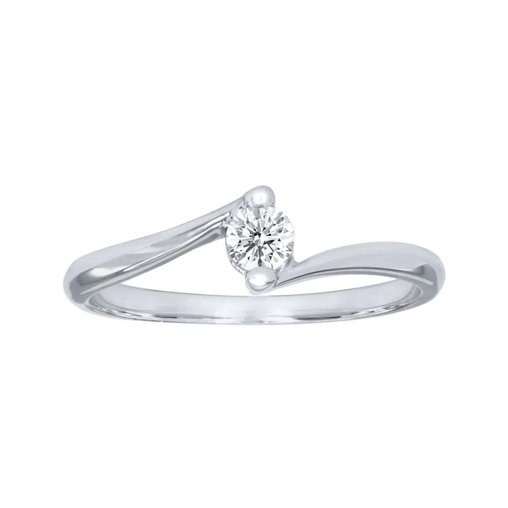 10K White Gold Solitaire Diamond Promise Ring (0.15 ct tw)