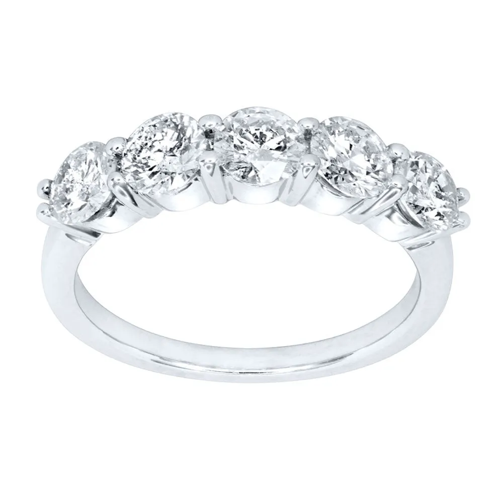 Five Stone Canadian Diamond Anniversary Ring 14K White Gold (1.50ct