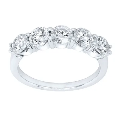 Five Stone Canadian Diamond Anniversary Ring 14K White Gold (1.50ct