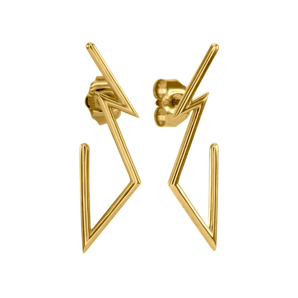 Lightning Hook Earrings in 10K Yellow Gold