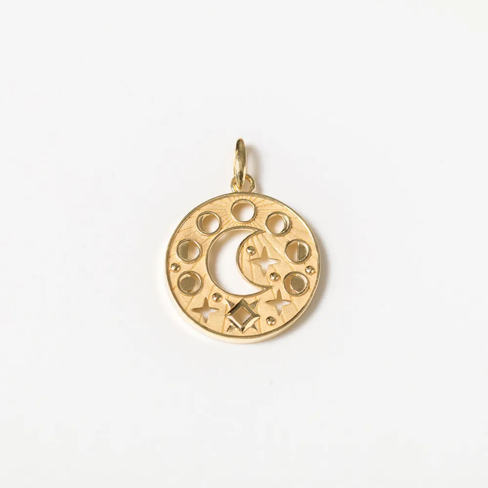 Moon Phase Talisman Pendant in 10K Yellow Gold