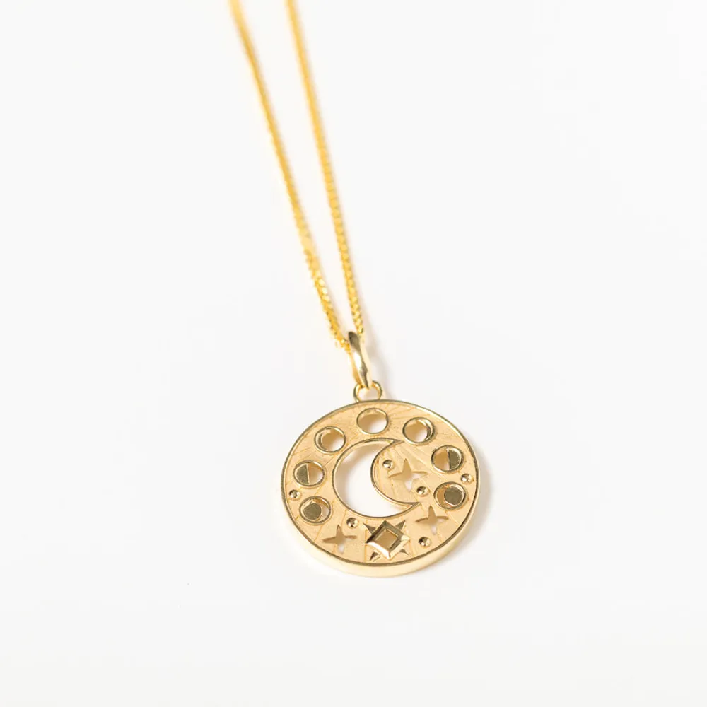 Moon Phase Talisman Pendant in 10K Yellow Gold