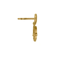 Hamsa Hand Drop Earrings in 10K Yellow Gold
