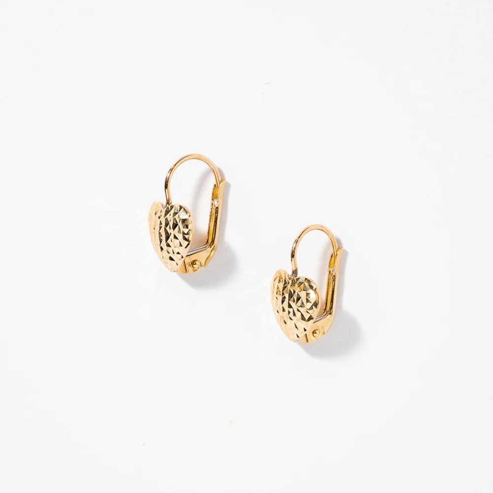 Puffed Heart Earrings in 10K Yellow Gold