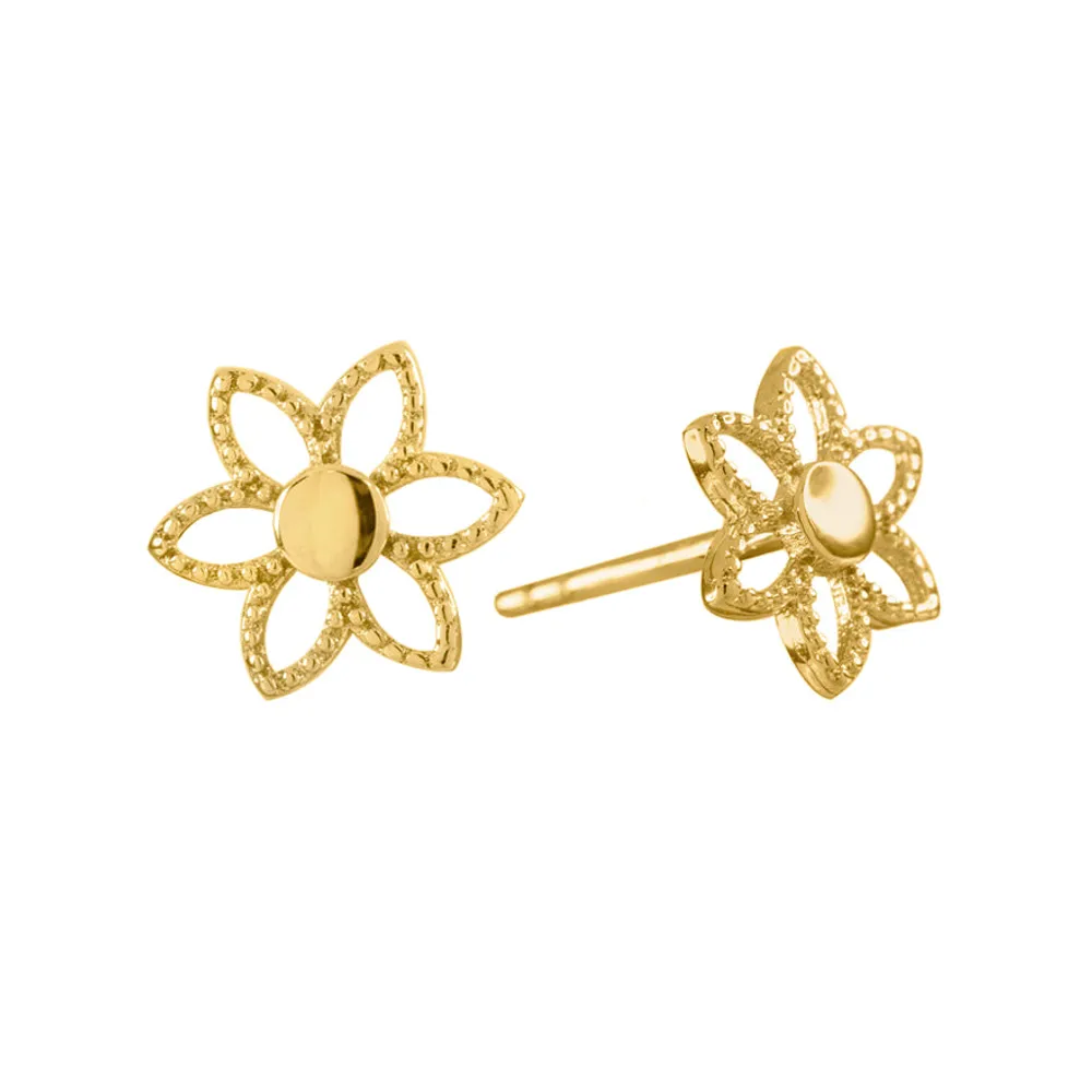 Ann Louise Sunflower Stud Earrings in 10K Yellow Gold