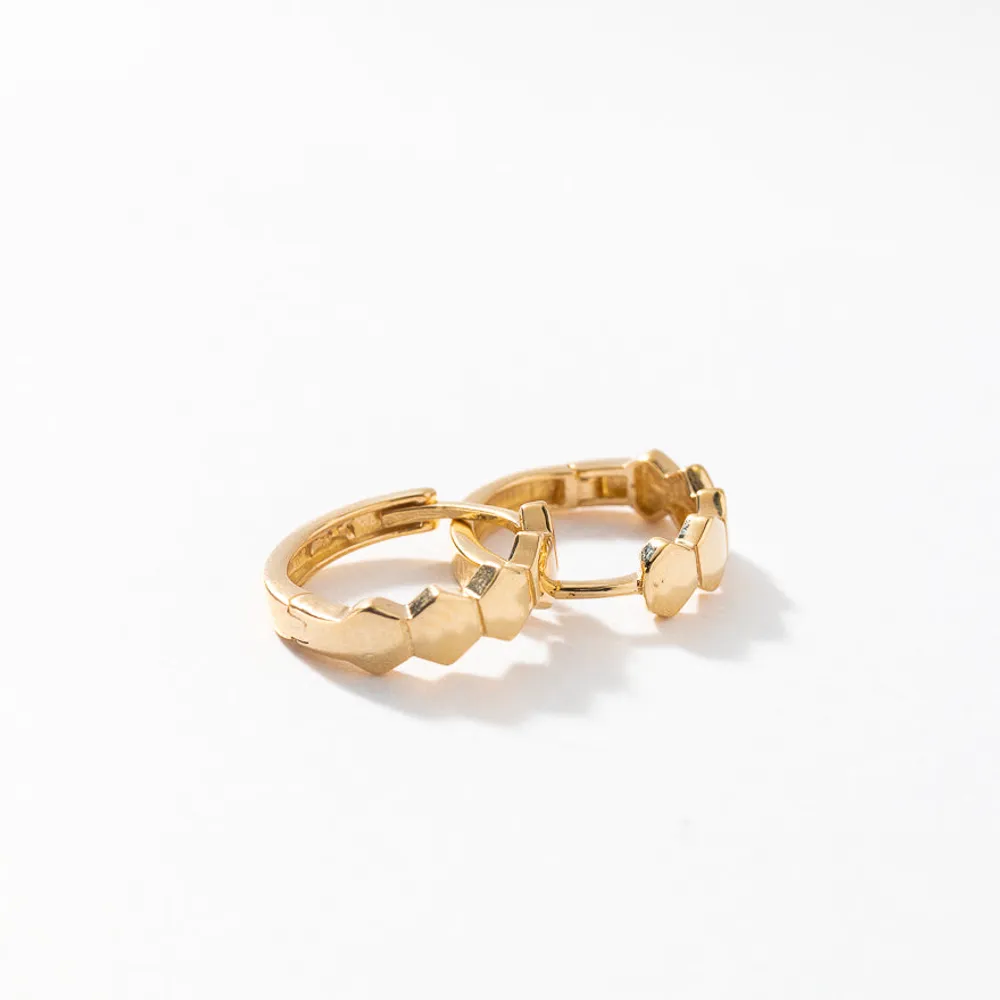 Honeycomb Hoop Earrings in 10K Yellow Gold