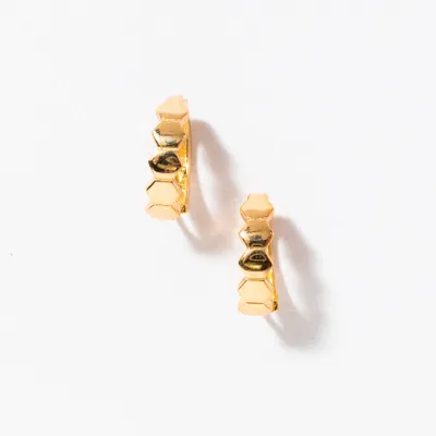 Honeycomb Hoop Earrings in 10K Yellow Gold