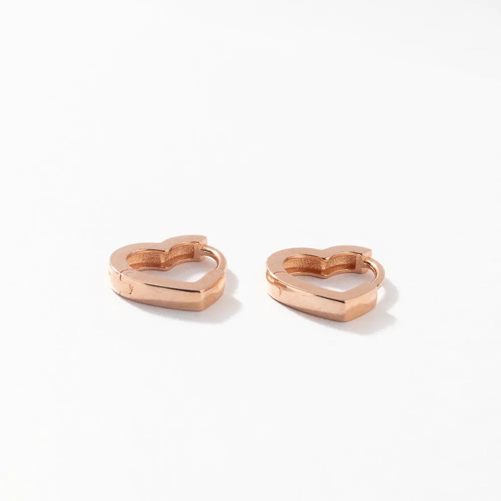 Heart Shaped Hoop Earrings in 10K Rose Gold