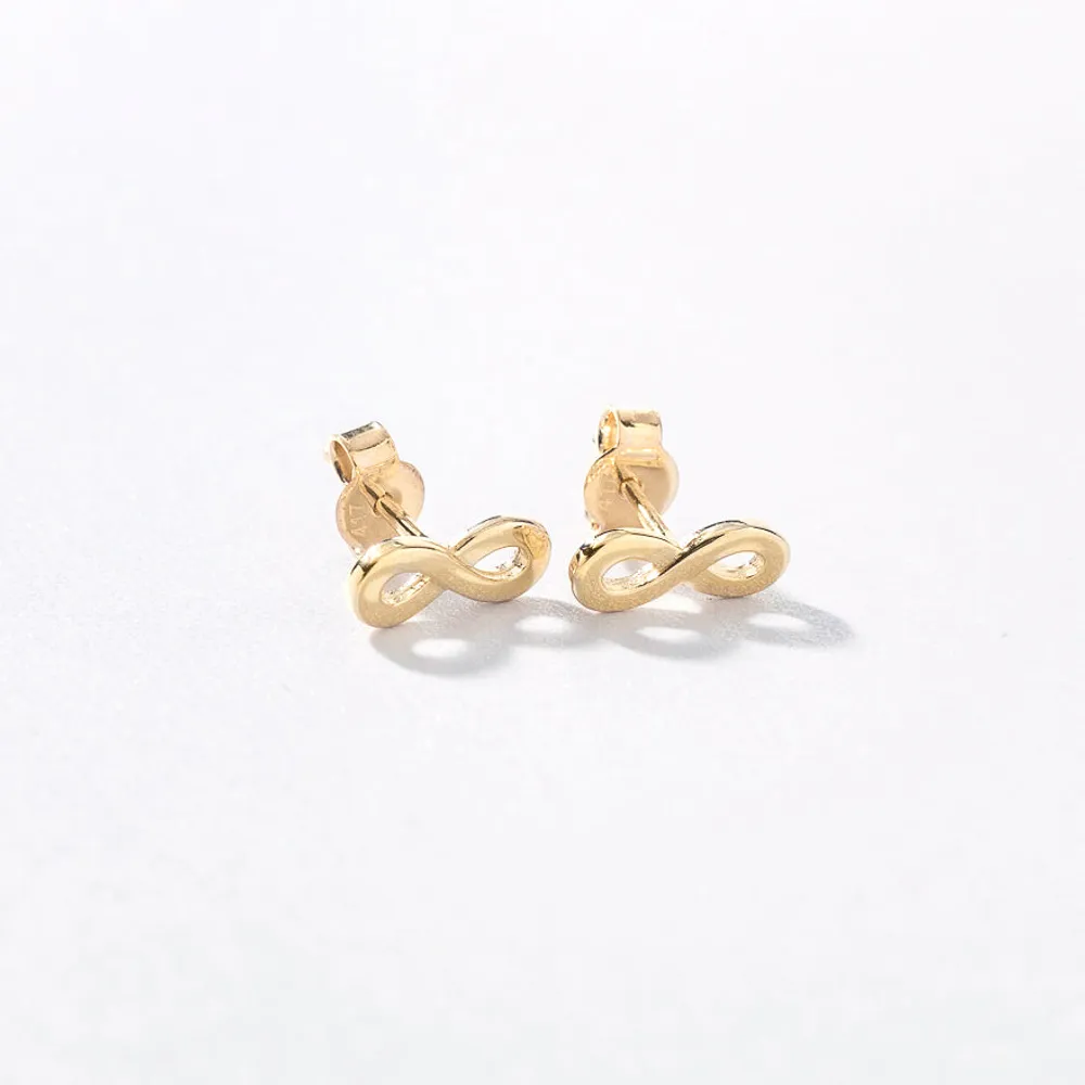 Infinity Stud Earrings in 10K Yellow Gold