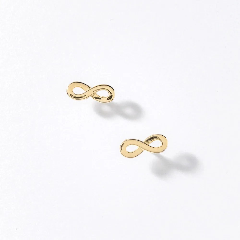 Infinity Stud Earrings in 10K Yellow Gold