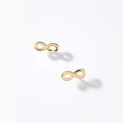 Infinity Stud Earrings in 10K Yellow Gold