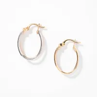 Double Hoop Earrings in 10K Yellow and White Gold