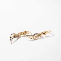 Angel Wing Earrings in 10K Yellow and White Gold