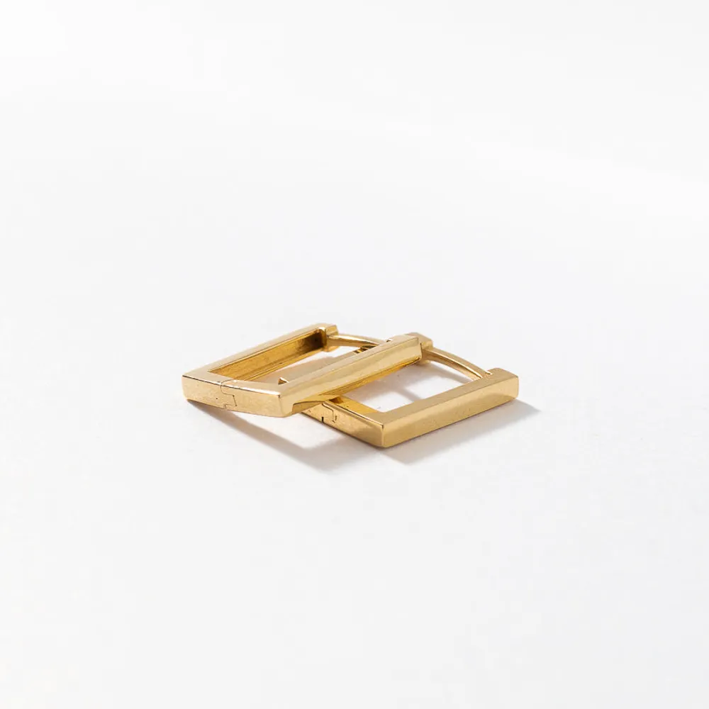 Rectangle Hoop Earrings in 10K Yellow Gold