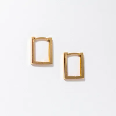 Rectangle Hoop Earrings in 10K Yellow Gold