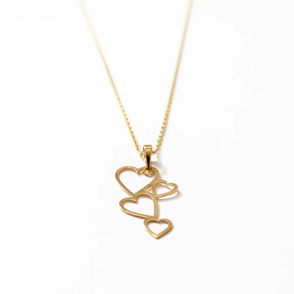 Open Heart Necklace in 10K Yellow Gold