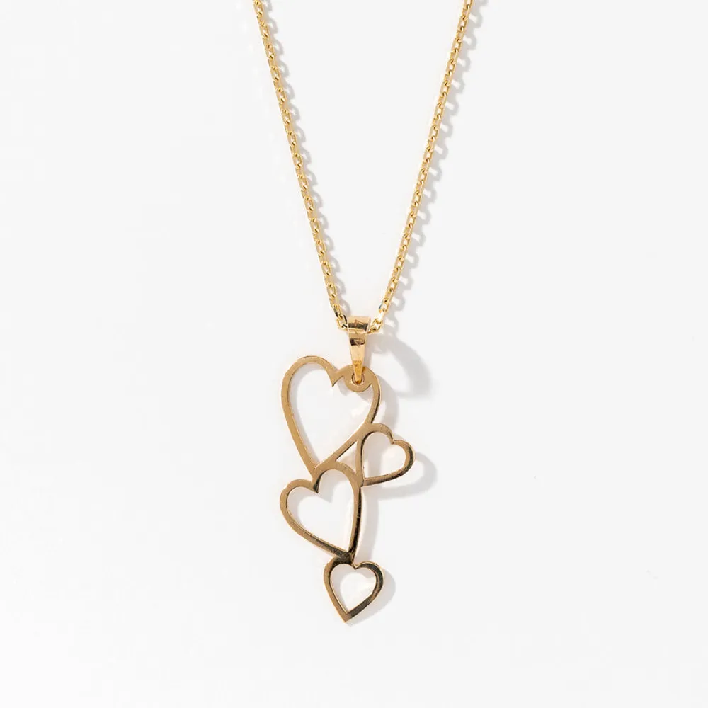 Open Heart Necklace in 10K Yellow Gold