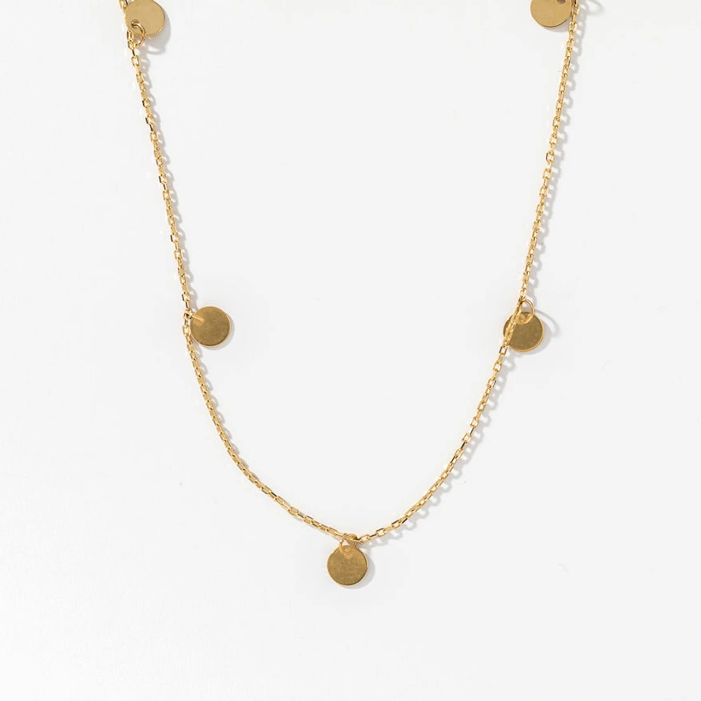 Circle Charm Chain Necklace in 10K Yellow Gold