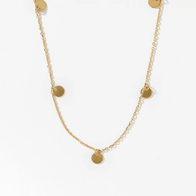 Circle Charm Chain Necklace in 10K Yellow Gold