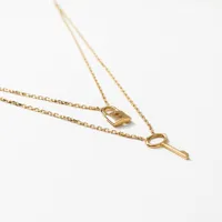 Lock and Key Double Strand Necklace in 10K Yellow Gold