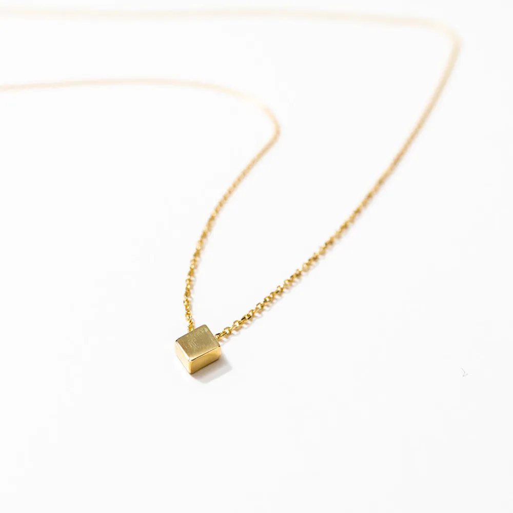 Diamond Shape Charm Pendant Necklace in 10K Yellow Gold