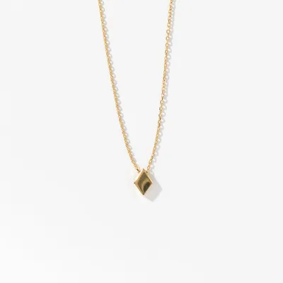 Diamond Shape Charm Pendant Necklace in 10K Yellow Gold