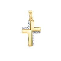 Cross Pendant in 10K Yellow and White Gold