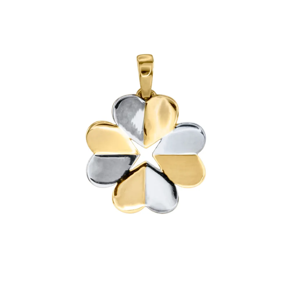 Four Leaf Clover Pendant in 10K White and Yellow Gold