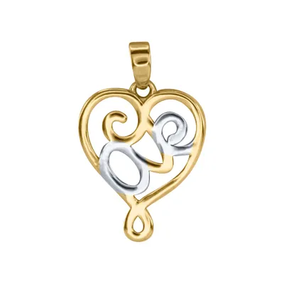 Heart Pendant in 10K Yellow and White Gold