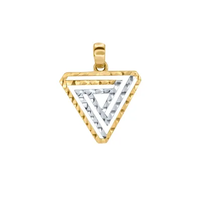 Triangle Pendant in 10K Yellow and White Gold