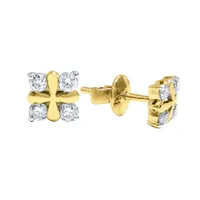 Quad Diamond Stud Earrings In 10K Yellow Gold (0.25 ct tw)