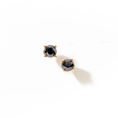 Black Diamond Stud Earrings in 10K Yellow Gold (1.00 ct tw)