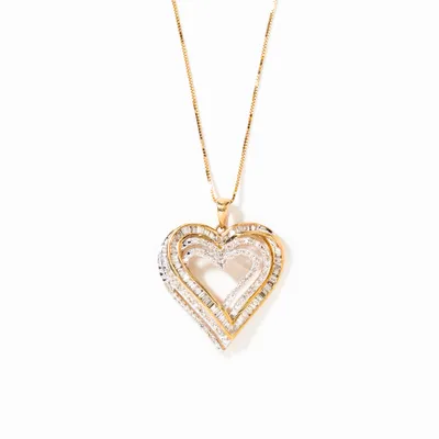 Diamond Heart Pendant Necklace in 10K Yellow Gold (0.75 ct tw)