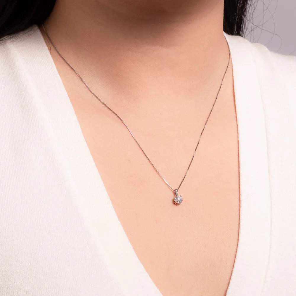 Diamond Pendant Necklace in 14K White Gold ( ct tw