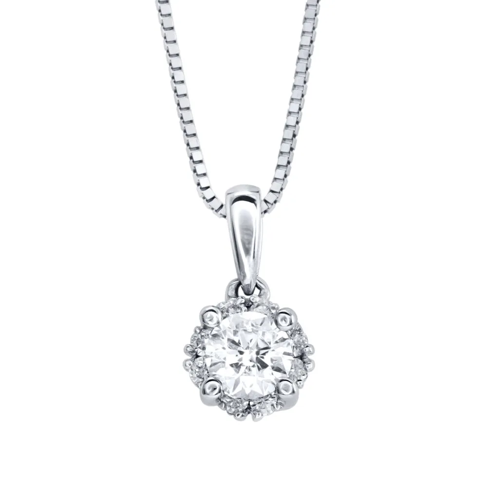 Diamond Pendant Necklace in 14K White Gold ( ct tw
