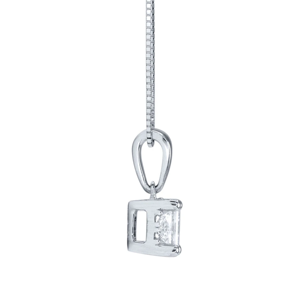 Princess Cut Diamond Pendant Necklace in 14K White Gold (0.50 ct tw)